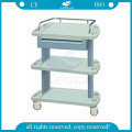 AG-LPT004A 3-layer mobile ABS pharmacy medical treatment trolley cart